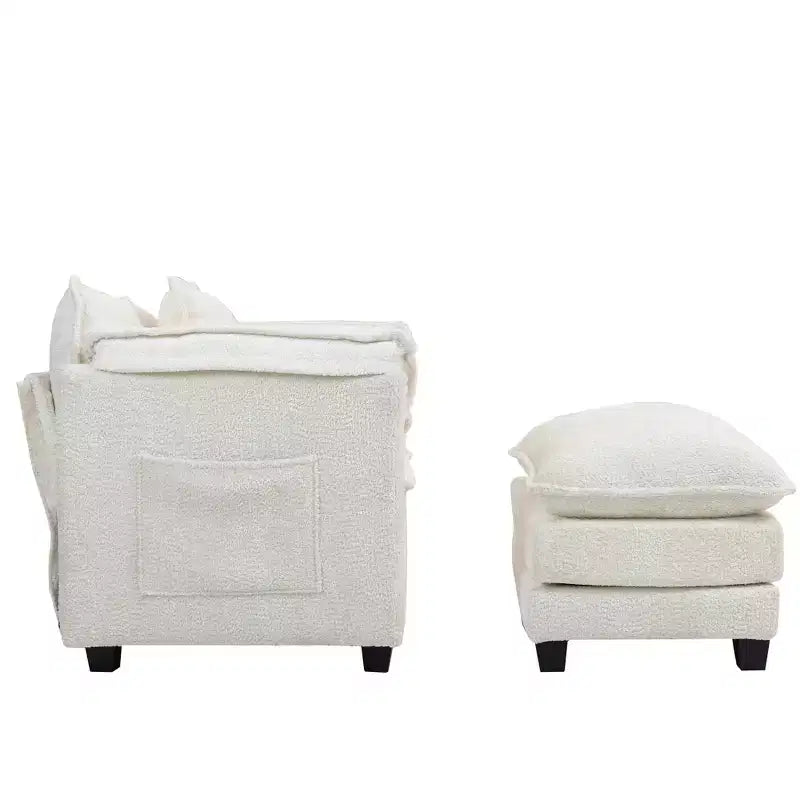 GDFStudio Dorine Modern Boucle Upholstered Oversized Sofa with Ottoman