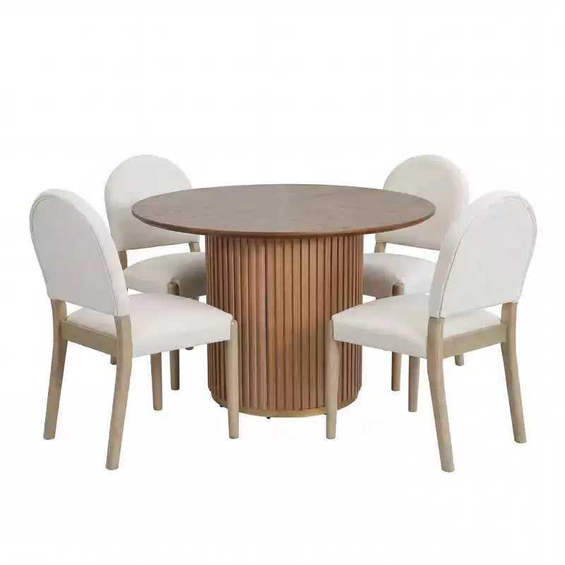 Christopher Knight Home Sarita, set da 5 pezzi moderno da pranzo con sedie imbottite in legno di gomma