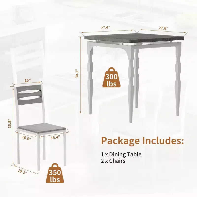 Set da pranzo per 2, Tavolo da pranzo e sedie set da 2, Set da pranzo da 3 pezzi con gambe a spirale per piccoli spazi, cucina, appartamento