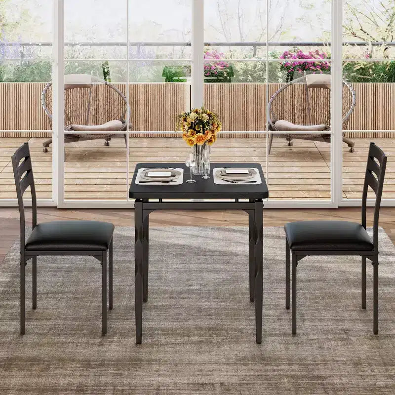 Set da pranzo per 2, Tavolo da pranzo e sedie set da 2, Set da pranzo da 3 pezzi con gambe a spirale per piccoli spazi, cucina, appartamento