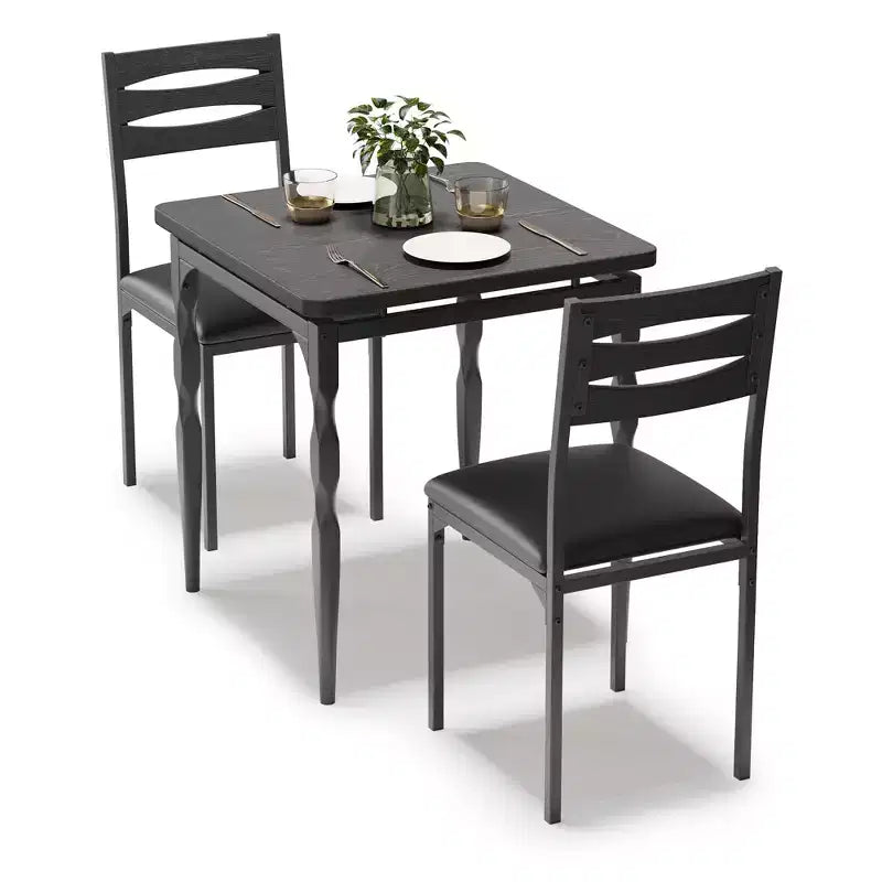 Set da pranzo per 2, Tavolo da pranzo e sedie set da 2, Set da pranzo da 3 pezzi con gambe a spirale per piccoli spazi, cucina, appartamento
