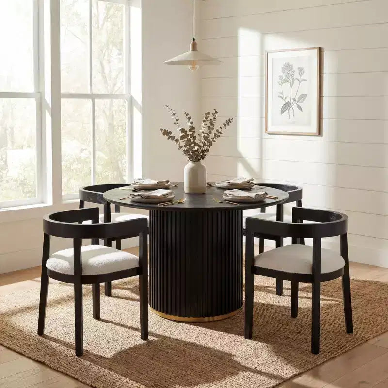 Set da pranzo rotondo moderno Christopher Knight Home Sonal da 5 pezzi con 4 sedie imbottite in legno di gomma