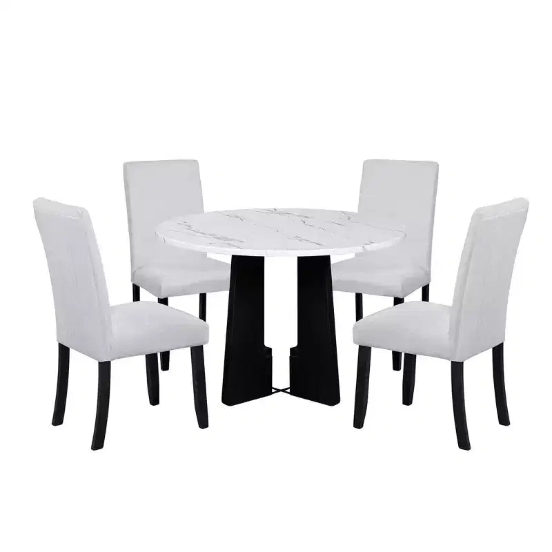 Set tavolo e sedie da pranzo da 5 pezzi con tavolo da 43 pollici, per sala da pranzo, cucina e soggiorno