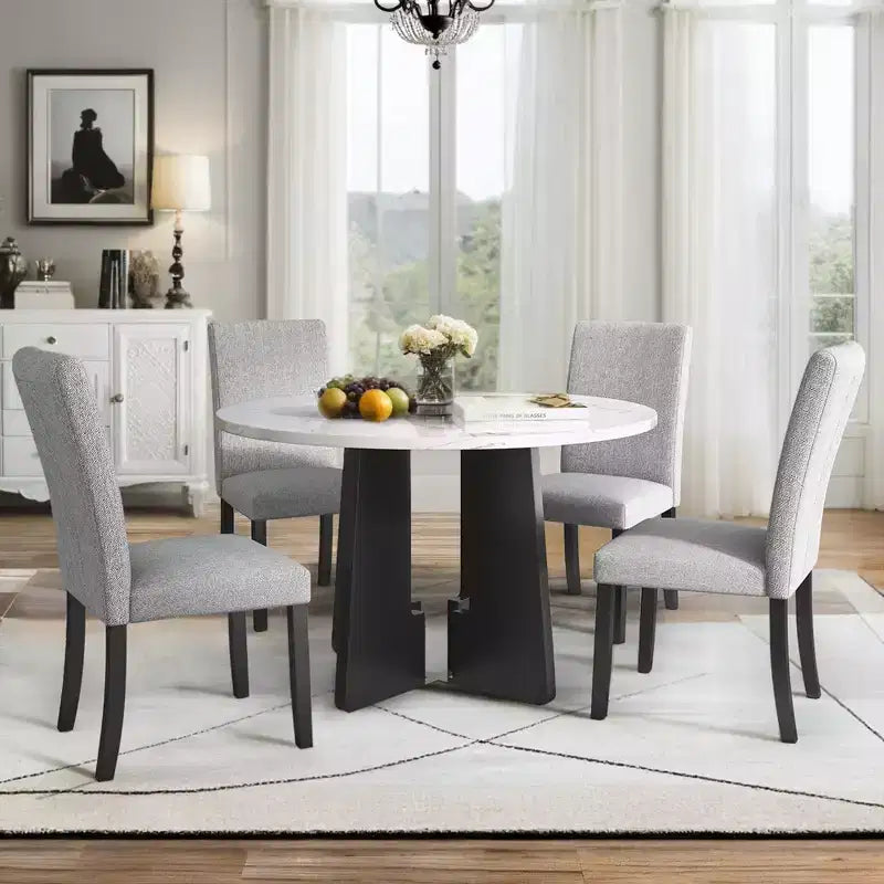 Set tavolo e sedie da pranzo da 5 pezzi con tavolo da 43 pollici, per sala da pranzo, cucina e soggiorno