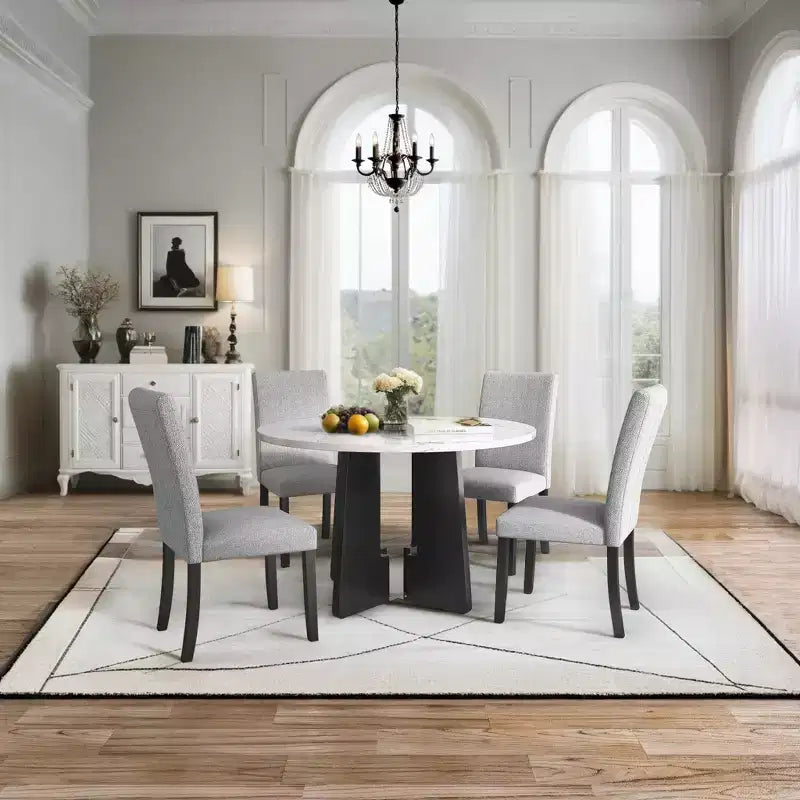 Set tavolo e sedie da pranzo da 5 pezzi con tavolo da 43 pollici, per sala da pranzo, cucina e soggiorno