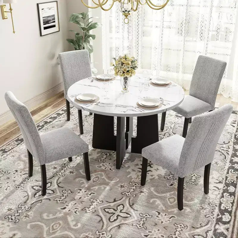 Set tavolo e sedie da pranzo da 5 pezzi con tavolo da 43 pollici, per sala da pranzo, cucina e soggiorno