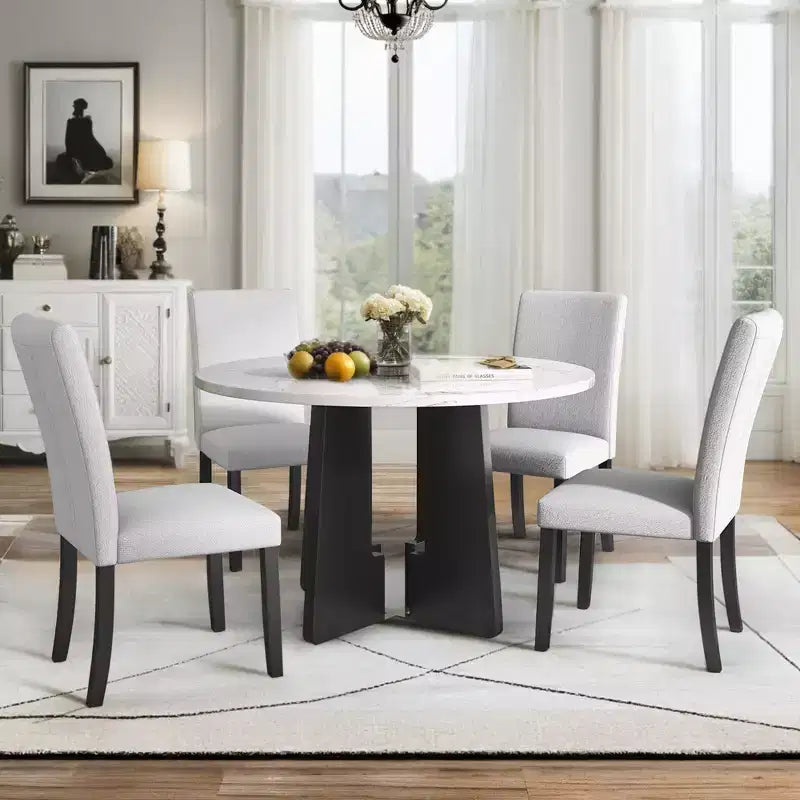 Set tavolo e sedie da pranzo da 5 pezzi con tavolo da 43 pollici, per sala da pranzo, cucina e soggiorno