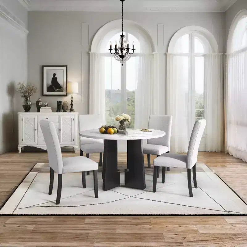 Set tavolo e sedie da pranzo da 5 pezzi con tavolo da 43 pollici, per sala da pranzo, cucina e soggiorno