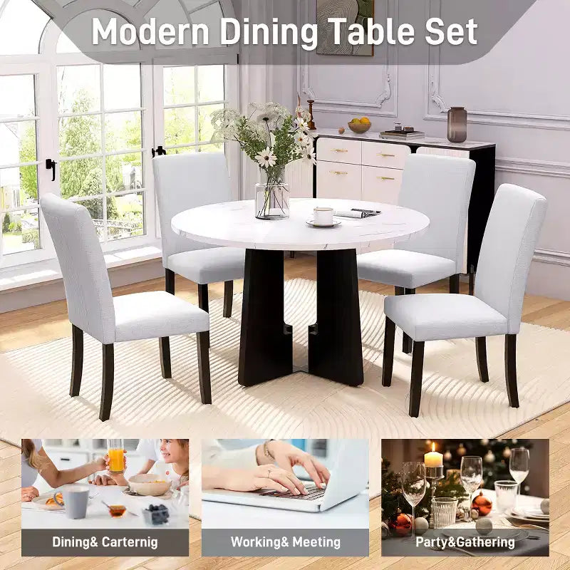 Set tavolo e sedie da pranzo da 5 pezzi con tavolo da 43 pollici, per sala da pranzo, cucina e soggiorno