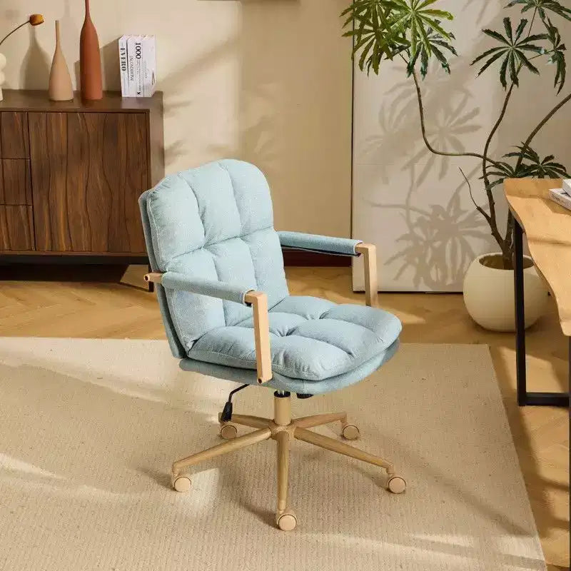Poltrona imbottita moderna Karl - Sedia ergonomica da ufficio con altezza regolabile, ruote girevoli a 360°, sedia da trucco e accentata