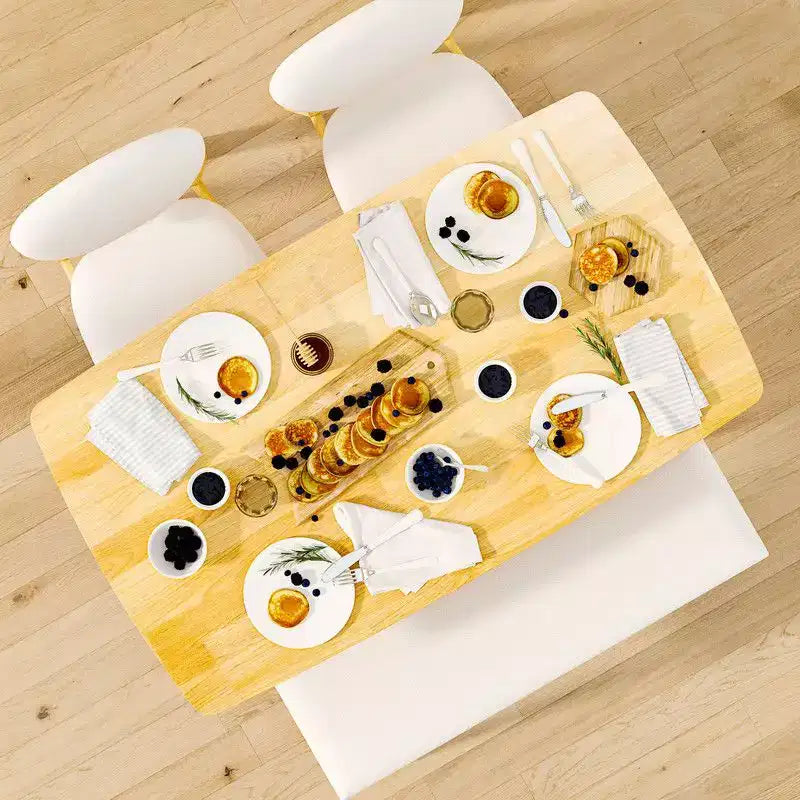 Karl Home Set da tavolo da pranzo da 47'' per 4, tavolo da cucina in legno massello con panca e 2 sedie con schienale imbottito