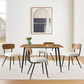 5-Piece Dining Table Set with Boucle Upholstered Chairs, 47 Compact Wood-Look Table and 4 Comfy Modern Dining Chairs - Panipeachy