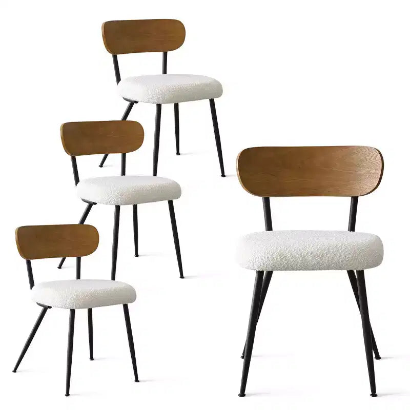 Set da Pranzo 5 Pezzi con Sedie Imbottite in Bouclé, Tavolo Compatto Effetto Legno da 119 cm e 4 Comode Sedie da Pranzo Moderne - Panipeachy
