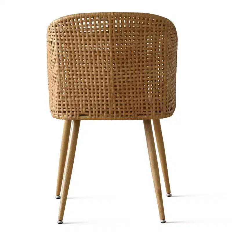 Set tavolo da pranzo rotondo per 4 persone, tavolo a piedistallo color legno naturale e sedie da pranzo imbottite con schienale in rattan, ideale per la sala da pranzo-Panipeachy