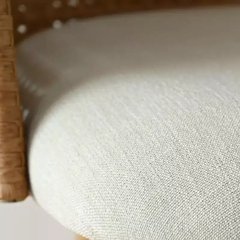 Set tavolo da pranzo rotondo per 4 persone, tavolo a piedistallo color legno naturale e sedie da pranzo imbottite con schienale in rattan, ideale per la sala da pranzo-Panipeachy