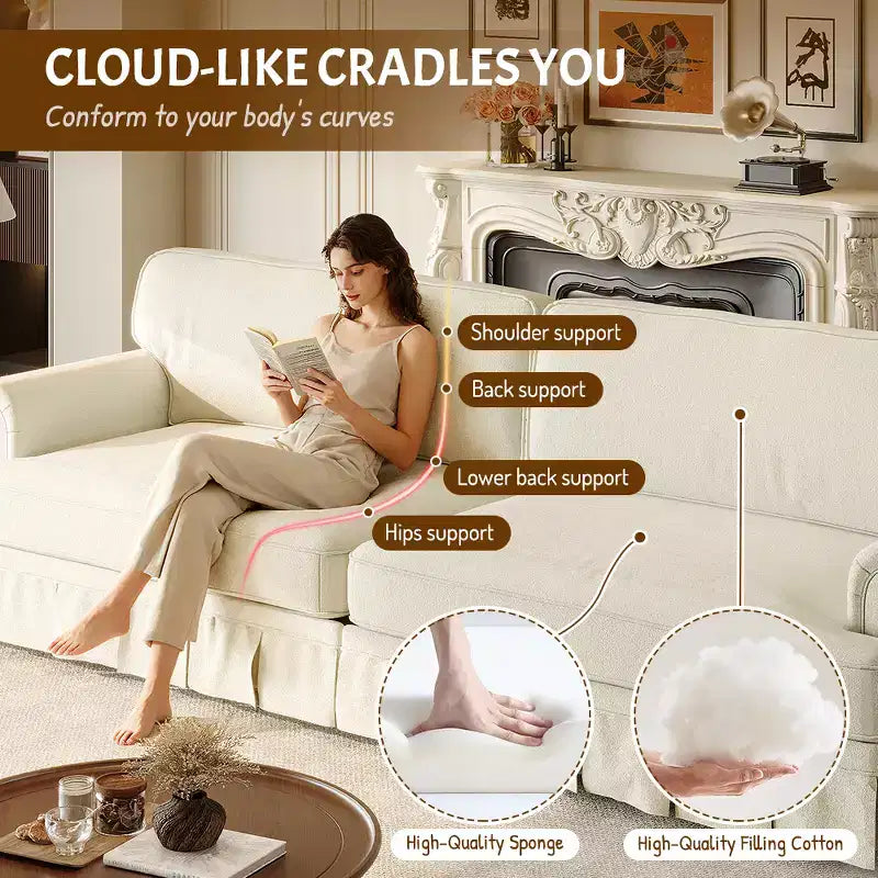 GDFStudio Belmont, set sofa u modernom stilu sredine stoljeća sa zaobljenim naslonima za ruke i plisiranom suknjom