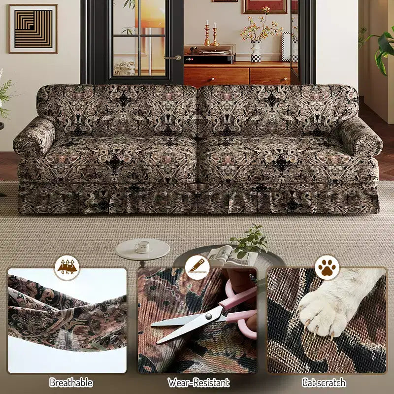 GDFStudio Belmont, set sofa u modernom stilu sredine stoljeća sa zaobljenim naslonima za ruke i plisiranom suknjom