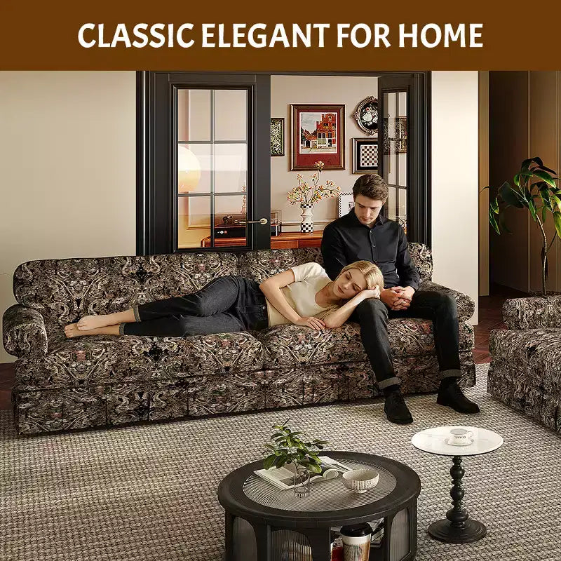 GDFStudio Belmont, set sofa u modernom stilu sredine stoljeća sa zaobljenim naslonima za ruke i plisiranom suknjom