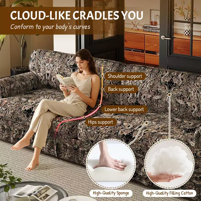 GDFStudio Belmont, set sofa u modernom stilu sredine stoljeća sa zaobljenim naslonima za ruke i plisiranom suknjom