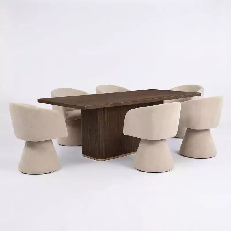 Christopher Knight Home Busaba Moderno Set da Pranzo da 7 Pezzi in Legno e Metallo con Sedie Girevoli a 180
