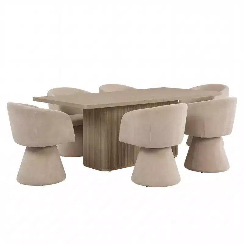 Christopher Knight Home Busaba Moderno Set da Pranzo da 7 Pezzi in Legno e Metallo con Sedie Girevoli a 180