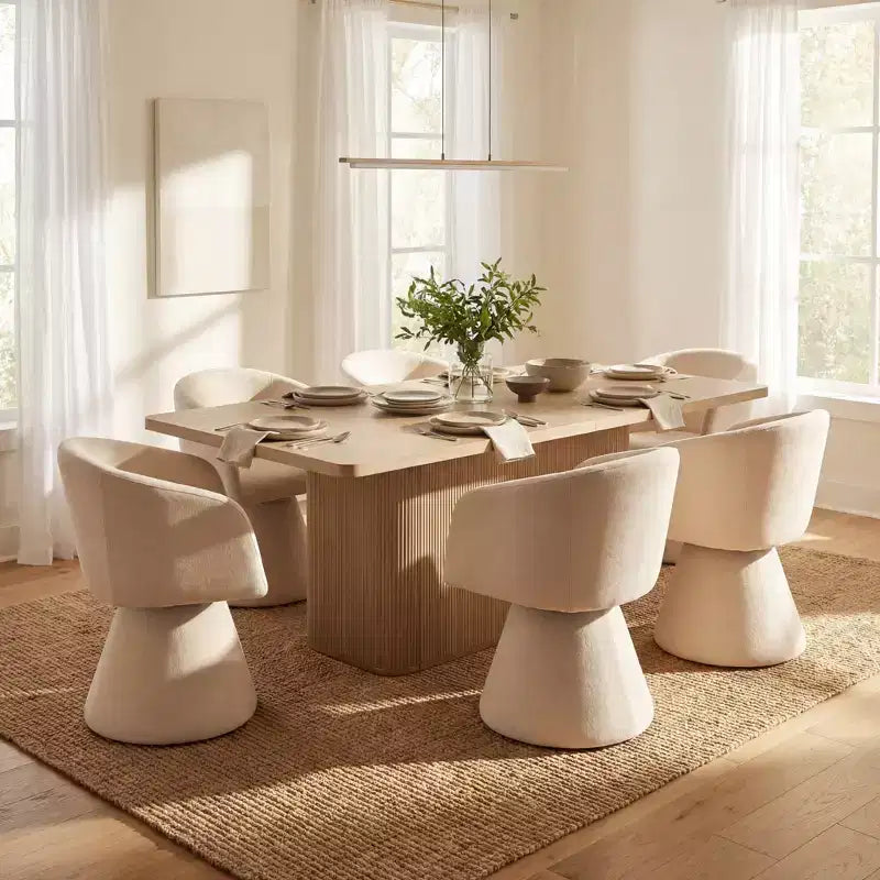 Christopher Knight Home Busaba Modern 7 Piece Wooden and Metal Dining Set with 180 Swivel Chairs