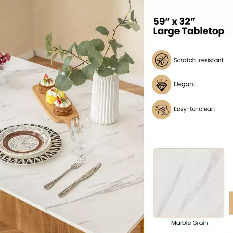 Costway Set da Pranzo 4 Pezzi con Tavolo da Cucina, Panca e 2 Sgabelli con Gambe in Metallo a Forma di Ala