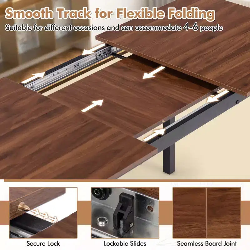 Costway Set Tavolo da Pranzo 5 Pezzi per 4-6 Persone con 2 Panche e 2 Sgabelli Struttura in Metallo Noce