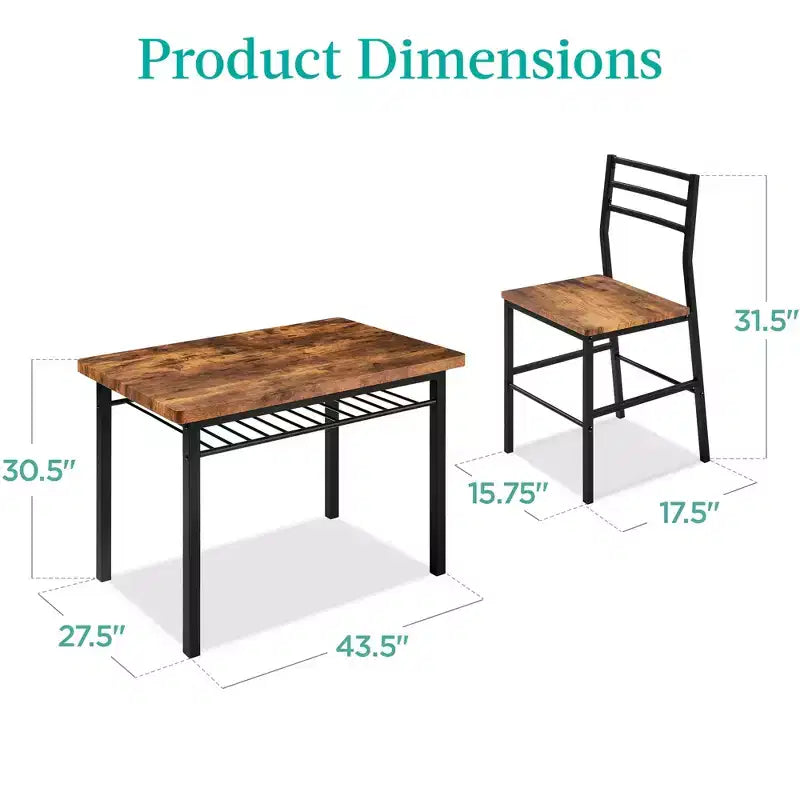 Set da pranzo moderno Best Choice Products a 5 pezzi, tavolo da cucina con 4 sedie abbinate e ripiano portaoggetti - Marrone medio/Nero