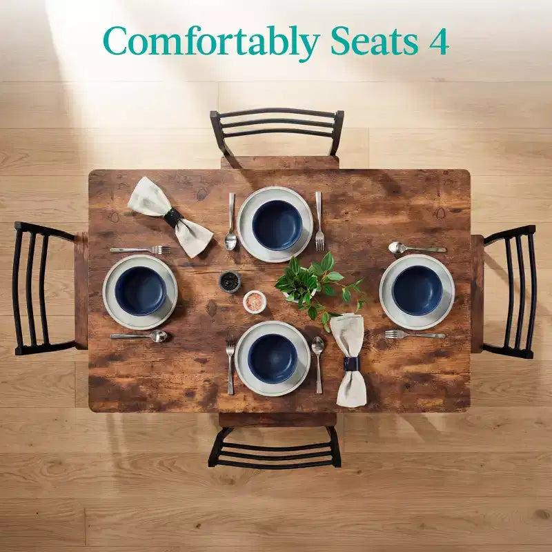 Set da pranzo moderno Best Choice Products a 5 pezzi, tavolo da cucina con 4 sedie abbinate e ripiano portaoggetti - Marrone medio/Nero