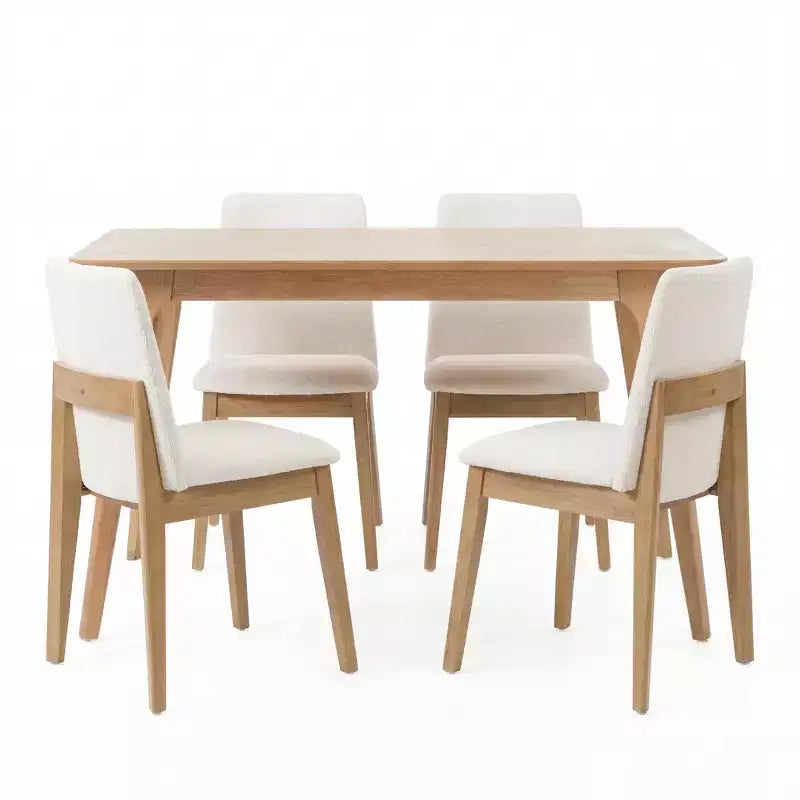 Set da pranzo imbottito in tessuto in legno di gomma moderno di metà secolo a 5 pezzi Isolde Christopher Knight Home
