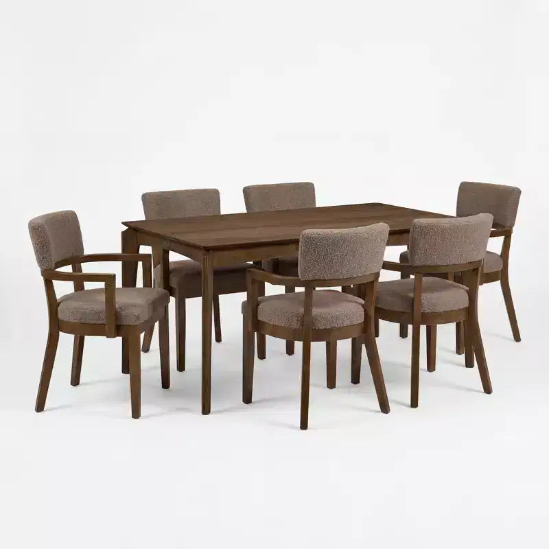 Christopher Knight Home Linnea Set da pranzo a 7 pezzi in legno di caucciù rustico con imbottitura in tessuto