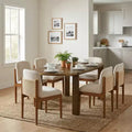 Christopher Knight Home Hassan Modern 7 Piece Rubberwood Dining Set with Oval Table and Woven Rope Design