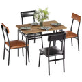 5-Piece Dining Table Set, Brown Wood Grain Tabletop, Mixed Brown & Black PU Chairs, Metal Frame, Space-Saving, Easy Assembly, for Kitchen/Dining Room