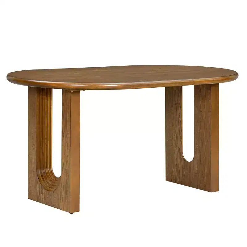 Whisen Set da Tavolo da Pranzo 7 Pezzi in Stile Rustico, Set da Pranzo in Legno per Cucina per 6 Persone, Tavolo da Pranzo Ovale e 6 Sedie in Rattan