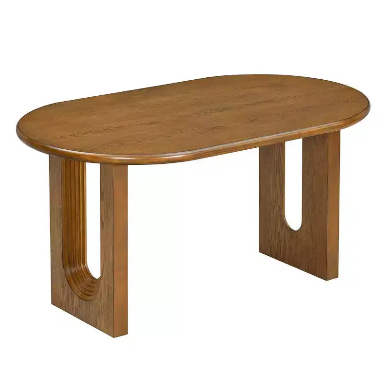 Whisen Set da Tavolo da Pranzo 7 Pezzi in Stile Rustico, Set da Pranzo in Legno per Cucina per 6 Persone, Tavolo da Pranzo Ovale e 6 Sedie in Rattan