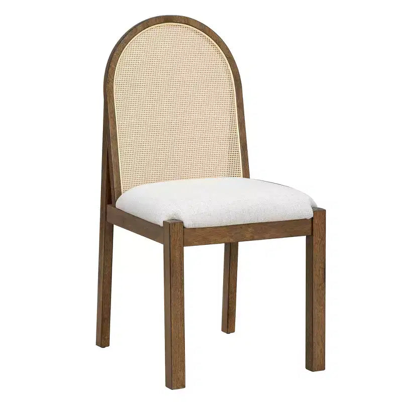 Whisen Set da Tavolo da Pranzo 7 Pezzi in Stile Rustico, Set da Pranzo in Legno per Cucina per 6 Persone, Tavolo da Pranzo Ovale e 6 Sedie in Rattan