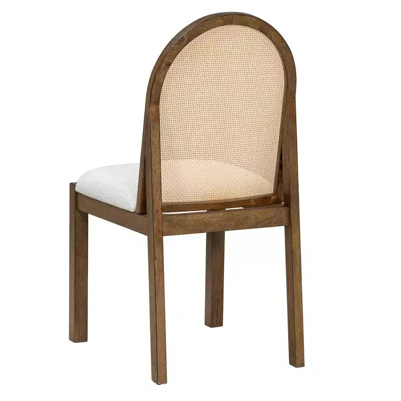 Whisen Set da Tavolo da Pranzo 7 Pezzi in Stile Rustico, Set da Pranzo in Legno per Cucina per 6 Persone, Tavolo da Pranzo Ovale e 6 Sedie in Rattan