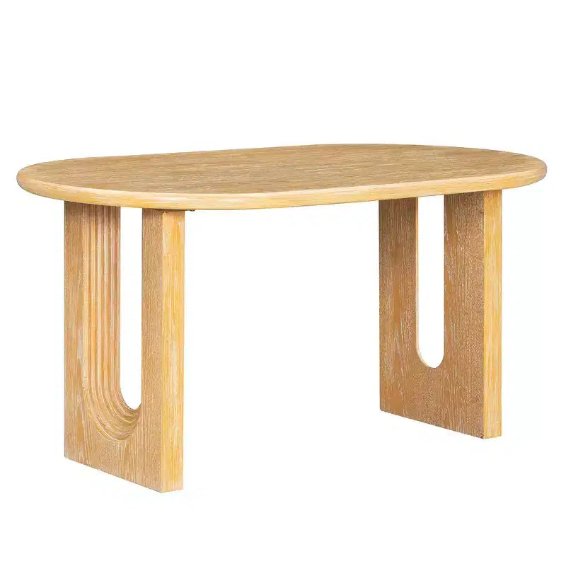 Whisen Set da Tavolo da Pranzo 7 Pezzi in Stile Rustico, Set da Pranzo in Legno per Cucina per 6 Persone, Tavolo da Pranzo Ovale e 6 Sedie in Rattan