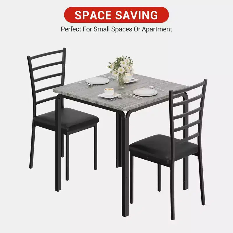 Set da pranzo salvaspazio compatto per 2 persone - Tavolo quadrato moderno con 2 sedie - Perfetto per piccoli appartamenti, cucine o angoli per la colazione