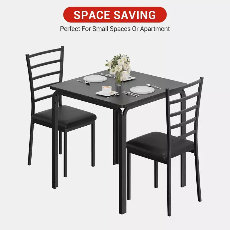 Set da pranzo salvaspazio compatto per 2 persone - Tavolo quadrato moderno con 2 sedie - Perfetto per piccoli appartamenti, cucine o angoli per la colazione