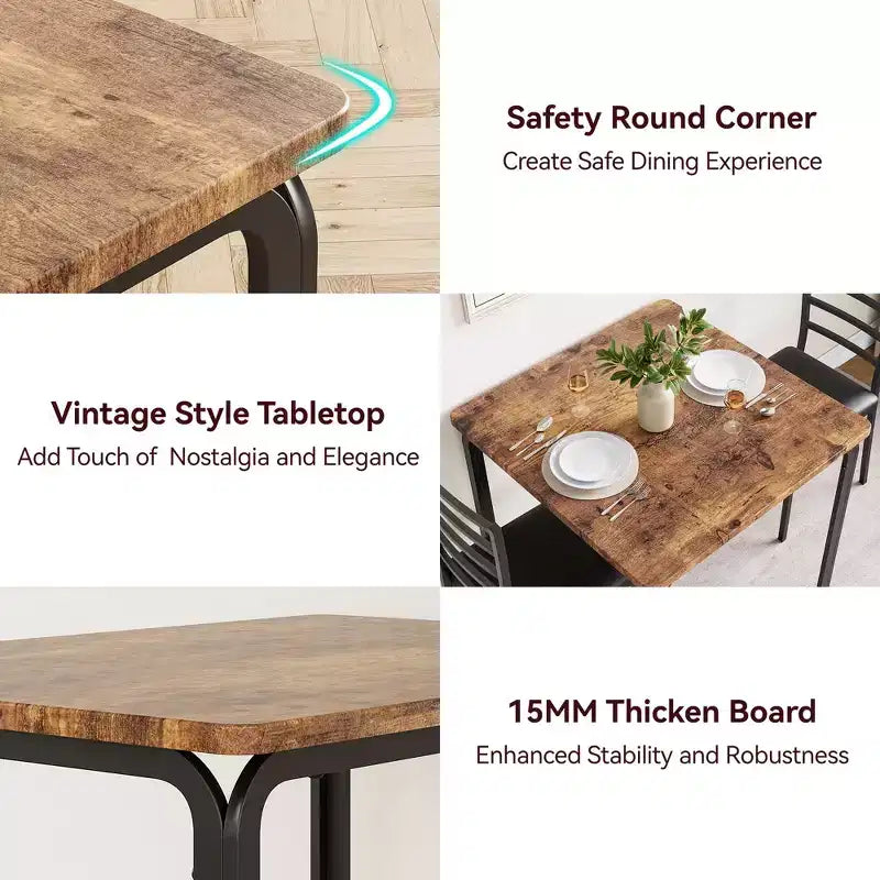 Set da pranzo salvaspazio compatto per 2 persone - Tavolo quadrato moderno con 2 sedie - Perfetto per piccoli appartamenti, cucine o angoli per la colazione