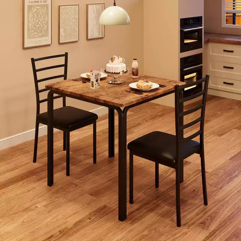 Set da pranzo salvaspazio compatto per 2 persone - Tavolo quadrato moderno con 2 sedie - Perfetto per piccoli appartamenti, cucine o angoli per la colazione