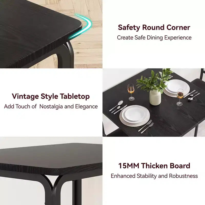 Set da pranzo salvaspazio compatto per 2 persone - Tavolo quadrato moderno con 2 sedie - Perfetto per piccoli appartamenti, cucine o angoli per la colazione