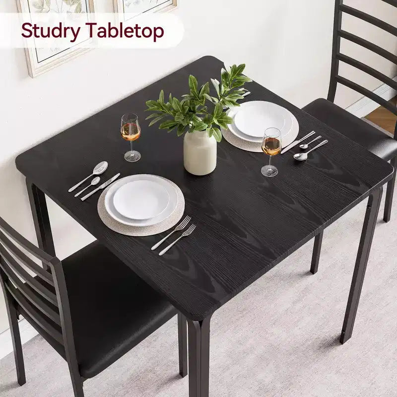 Set da pranzo salvaspazio compatto per 2 persone - Tavolo quadrato moderno con 2 sedie - Perfetto per piccoli appartamenti, cucine o angoli per la colazione