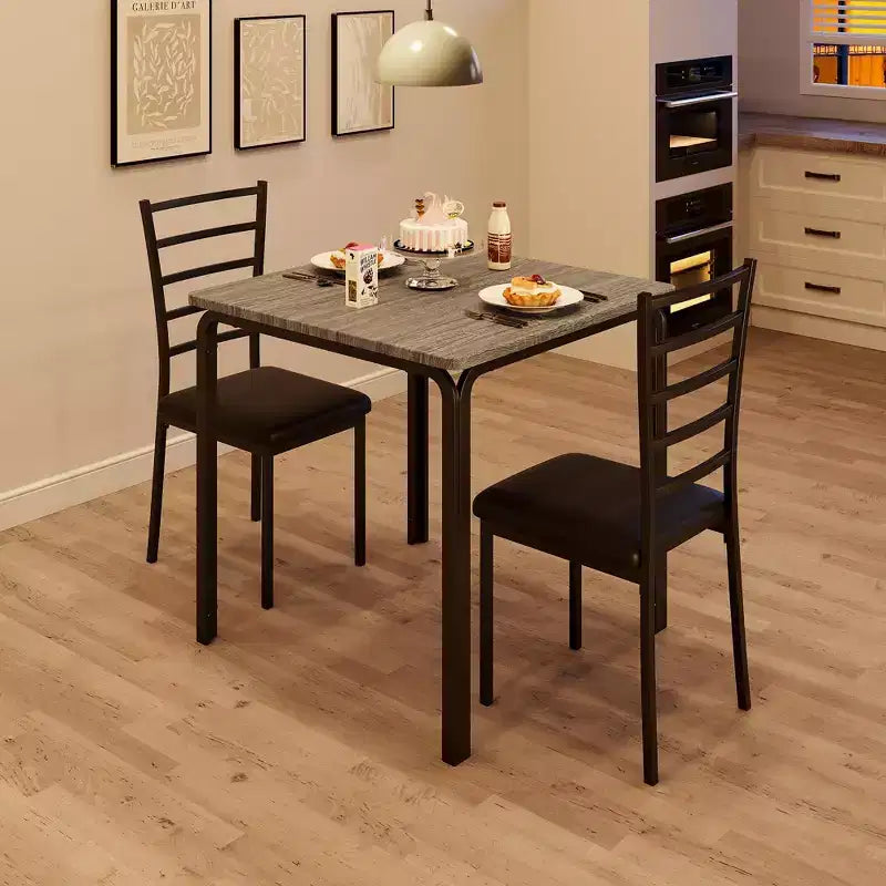 Set da pranzo salvaspazio compatto per 2 persone - Tavolo quadrato moderno con 2 sedie - Perfetto per piccoli appartamenti, cucine o angoli per la colazione