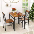 Zevemomo 3-Piece Dining Table Set for 2 with Small Table and 2 Curved Backrest Chairs for Small Apartment, Kitchen, Brown