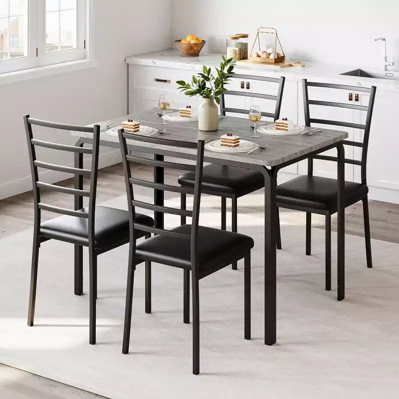 COZONY Set di 5 Pezzi Tavolo e Sedie da Cucina per 4 Persone, Set da Pranzo Rettangolare con 4 Sedie Imbottite, Set Dinette Salvaspazio