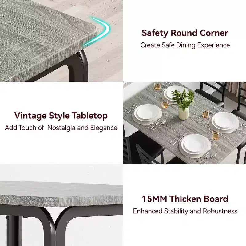 COZONY Set di 5 Pezzi Tavolo e Sedie da Cucina per 4 Persone, Set da Pranzo Rettangolare con 4 Sedie Imbottite, Set Dinette Salvaspazio