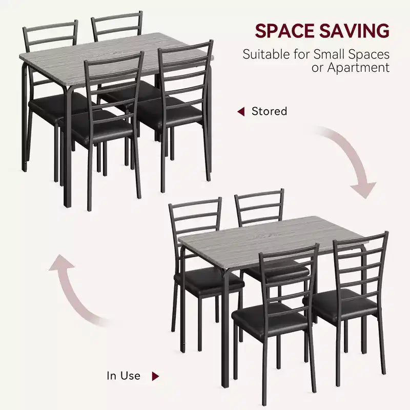 COZONY Set di 5 Pezzi Tavolo e Sedie da Cucina per 4 Persone, Set da Pranzo Rettangolare con 4 Sedie Imbottite, Set Dinette Salvaspazio